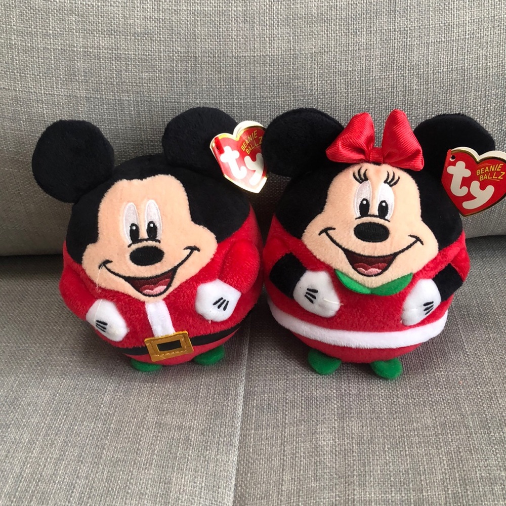 ty Christmas Disney Mickey and Minnie Beanie Ballz